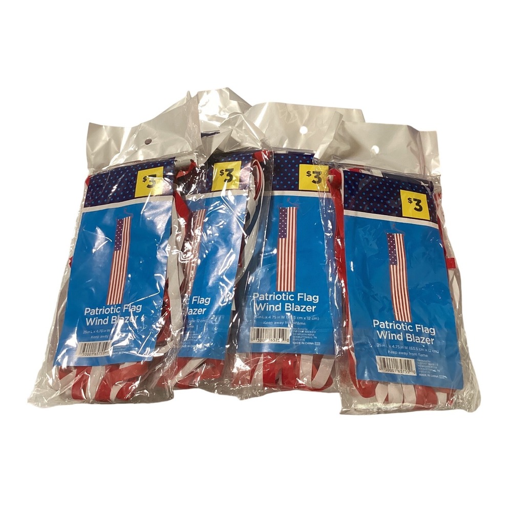 Lot of 6 Patriotic Flag Wind Blazer Windsocks American Stars Stripes Decor 25in